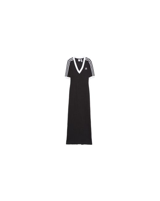 Adidas Black Originals Adicolor 3-Stripes Knit V-Neck Dress Ix6962"