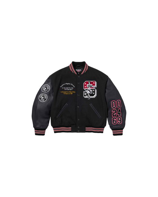 Supreme Black Hysteric Glamour Varsity Jacket Su807"