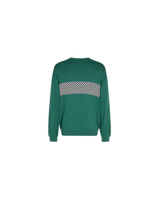 Supreme Green Checkered Panel Crewneck Sweater "Ss18" Su4597"