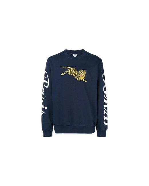 KENZO Blue Jumping Tiger Sweatshirt "Ink" 5Sw090 4Xl 78" for men
