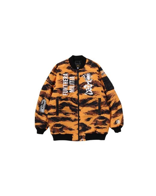A Bathing Ape Black Tiger Camo Long Ma-1 Bomber Jacket 001Hji701001 Org" for men