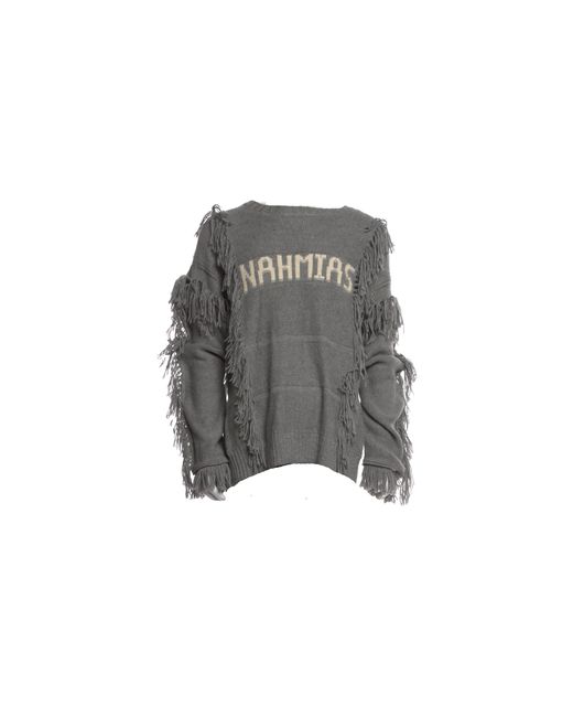 NAHMIAS Black Crewneck Poncho Fringe Sweater Aw23 Kw5 T16G1 020" for men