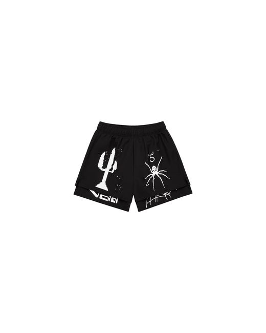 Sp5der Black Vaa Double Layer Short "Virgil Abloh for men