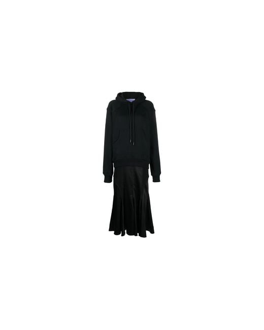 Off-White c/o Virgil Abloh Black Logo Embroidered Hoodie Dress Owdb491F23Fab0011010"