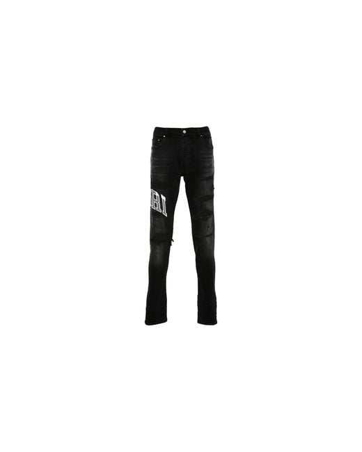 Amiri Black Repair Varsity Logo Jeans "Vintage" Amdnsy1050 097" for men