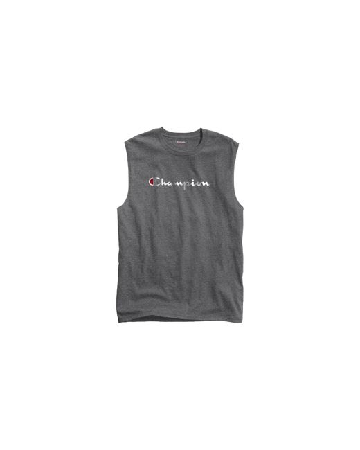 Champion Black Classic Jersey Script Logo Muscle T-Shirt Heather" Gt22H 003" for men
