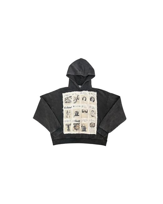 SAINT VANITY Black Patchwork Vain Pullover Hoodie "Charcoal" Ostg Savan Nozv" for men