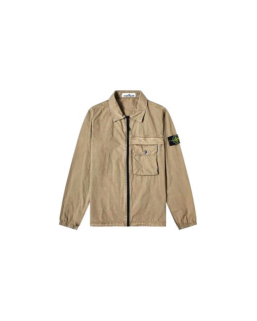 Stone Island Black Pocket Washed Zipper Jacket "Khaki" 7315107Wn V0168" for men