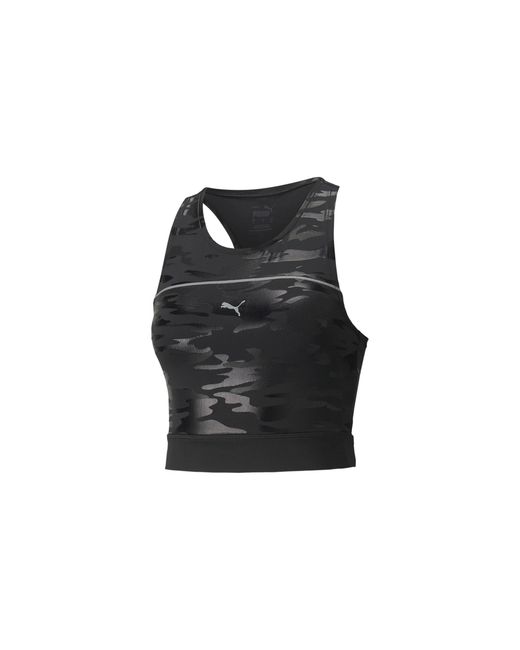 PUMA Black Run High Shine Crop Tank 521066 01"
