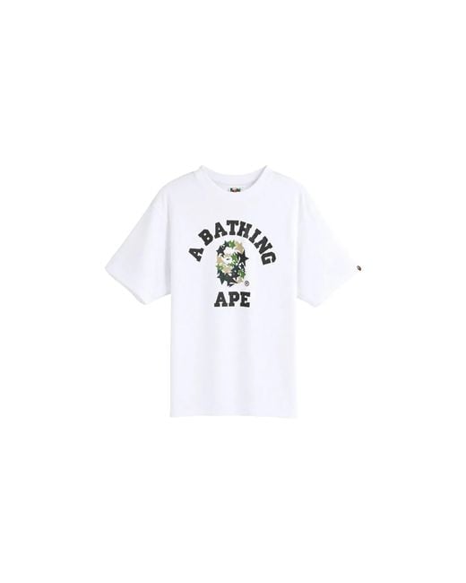 A Bathing Ape Black Sta College Relaxed Fit T-Shirt 1L80110314 Wht" for men