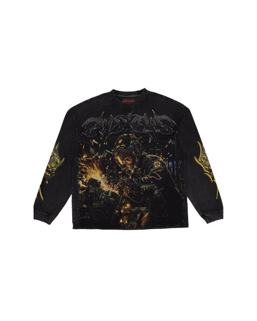 GODSPEED NEW YORK Black Steel Sharpens Steel Ls T-Shirt Wash" Gs623" for men
