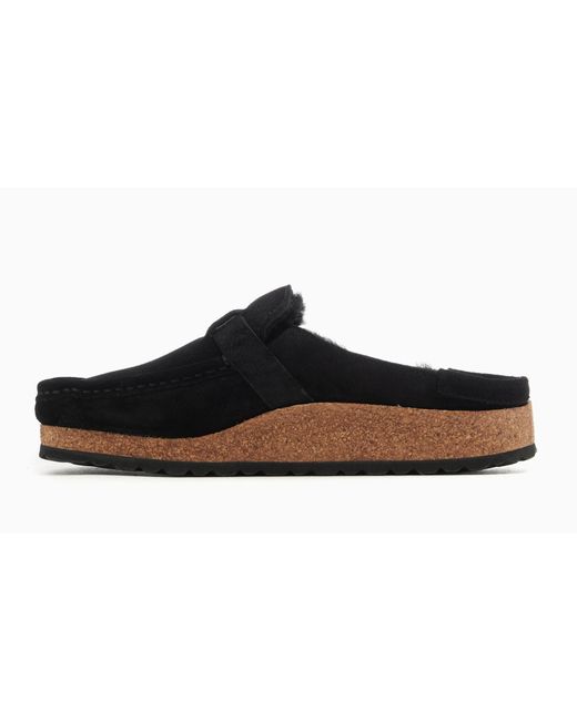 Birkenstock Black Buckley Shearling Suede Leather 1018126" for men