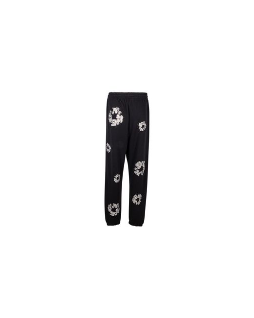 DENIM TEARS Black Cashmere Swarovski Cotton Wreath Sweatpants Dt078" for men