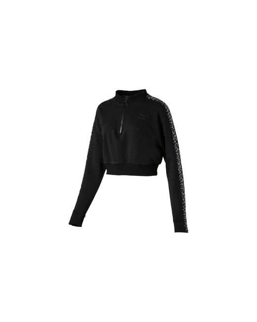 PUMA Black Wild Pack T7 Cropped Crew Track Top Jacket 578468 01"