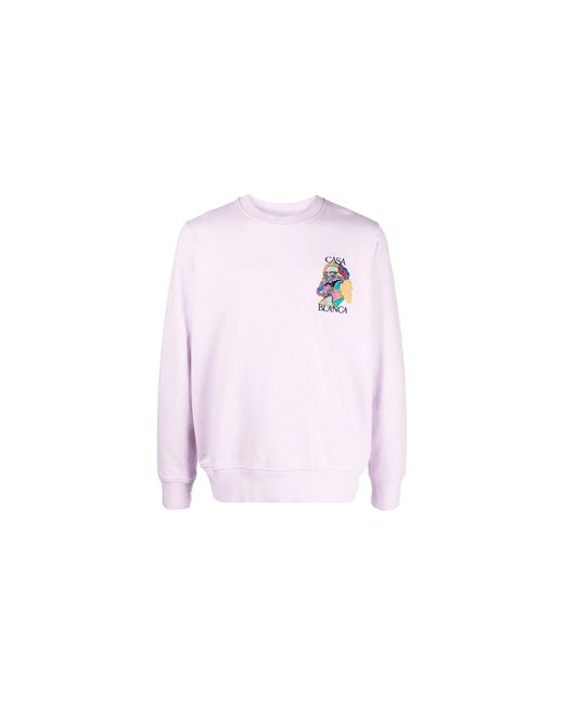 Casablanca Black Masao San Embroidered Crewneck Sweatshirt "Lilac" Ms22 Jtp 001 Lilac" for men
