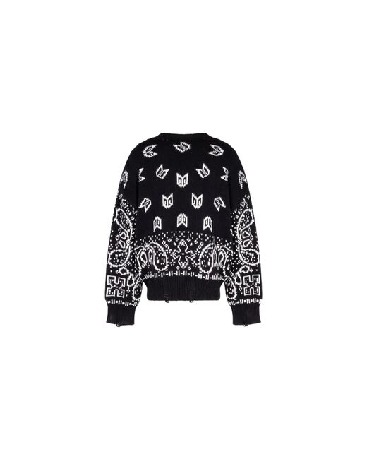 Rhude Black Cotton Knit Bandana Print Crewneck Sweater Rhfw20Sw000000170015" for men