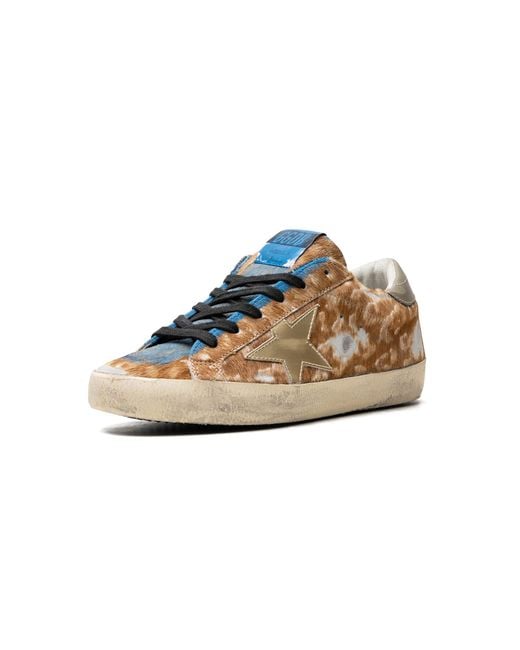 Golden Goose Deluxe Brand Black Super-Star Leopard Horsy Upper Painted Nabuk Toe Mirror Star Shiny Heel "Leo Hazelnut Light"