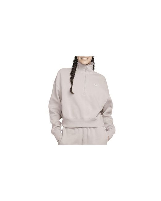Nike Black Sportswear Phoenix Fleece Oversized 1/2 Zip Sweatshirt "Diffused Taupe Sail" Dq5767 272"