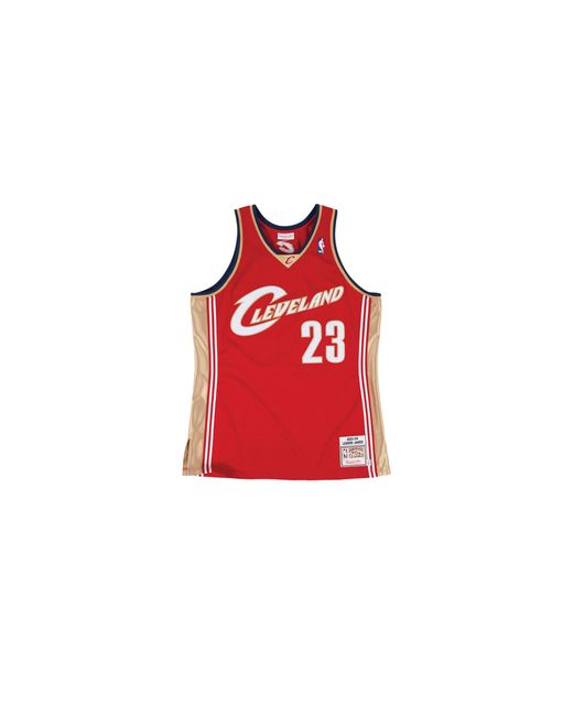 Mitchell & Ness Red Authentic Road Jersey "Nba Cleveland Cavaliers 03 Lebron James" Ajy4Gs18081 Ccadkrd03Lja" for men