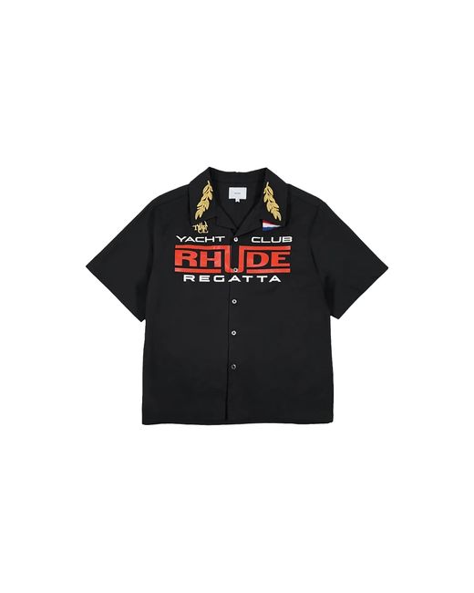 Rhude Black Regatta Club Shirt Rhps26Sr04012 Blk" for men