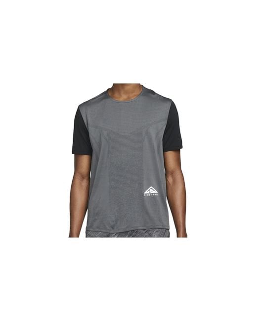 Nike Black Dri-Fit Rise 365 Short-Sleeve Trail Running Top Dm4646 010" for men