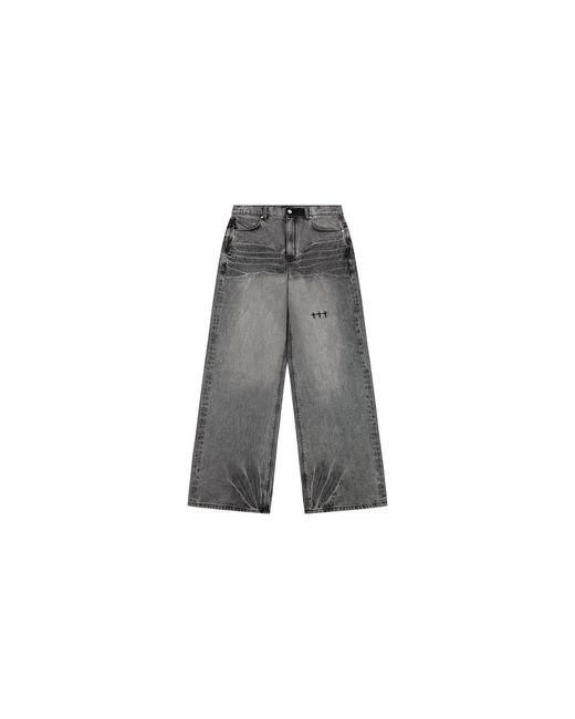 RTA Black Franco Wide Leg Jeans "Iron Haze Cross Triad" Mexod1227 J2214Irhct" for men