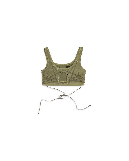 Who Decides War Black Bondage Leather Crop Top 3110020011Ss24"