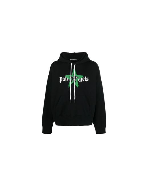 Palm Angels Black Star Sprayed Logo Hoodie Pmbb058C99Fle0071055" for men