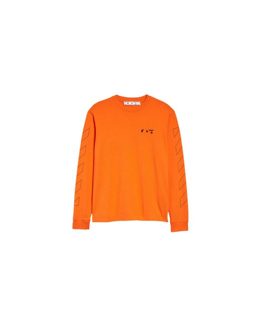 Off-White c/o Virgil Abloh Orange Arrows Font Long-Sleeve Skate T-Shirt Omab064F21Jer0052010" for men