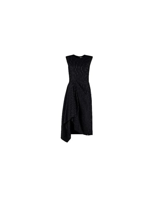 McQueen Black Engineered Knit Flare Dress 587686Qjaam 4046"