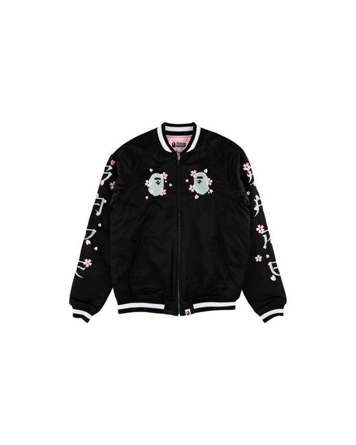 A Bathing Ape Black Sakura Souvenir Jacket M140009 C" for men