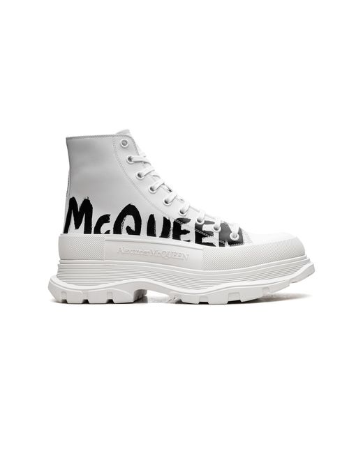 McQueen Black Tread Slick Boot "Graffiti Logo for men