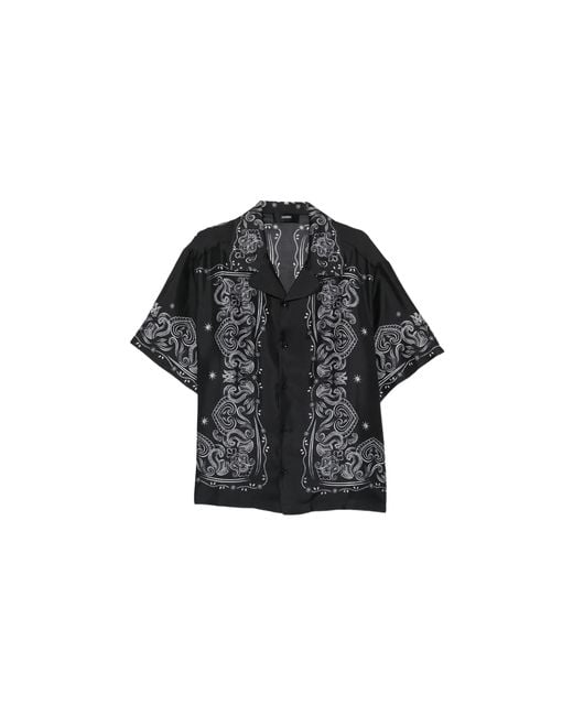 Amiri Black Bandana Paint Bowling Shirt Amtosh1049 001" for men