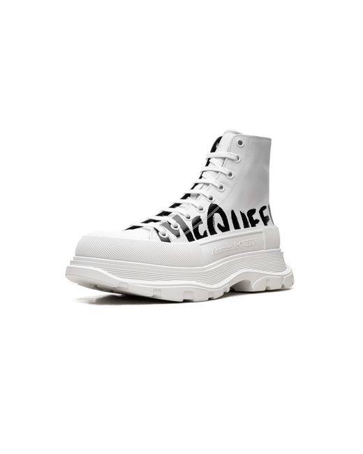 McQueen Black Tread Slick Boot "Graffiti Logo for men