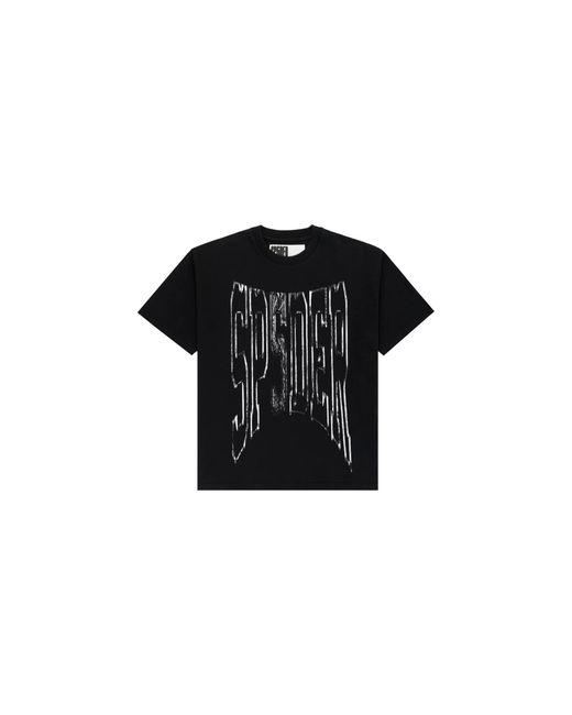Sp5der Black Diffused Collegiate T-Shirt 002" for men