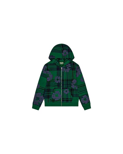 DENIM TEARS Green Plaid Cotton Wreath Zip Hoodie Dt385" for men