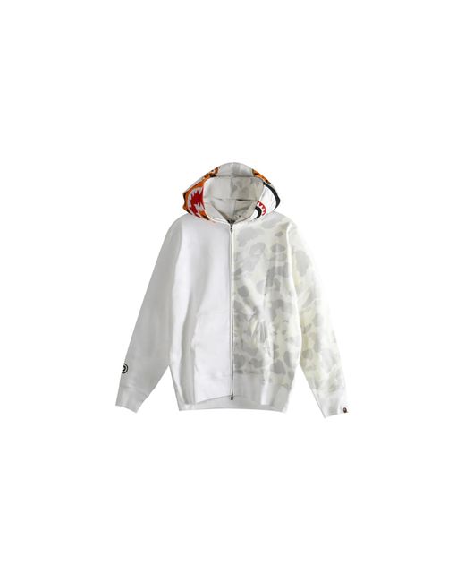 A Bathing Ape Black City Camo Tiger Shark Full Zip Hoodie 1L80115009 Wht" for men