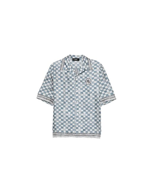 Amiri Black Ma Checkered Bowling Shirt "Steel" Amtosh1078 396" for men