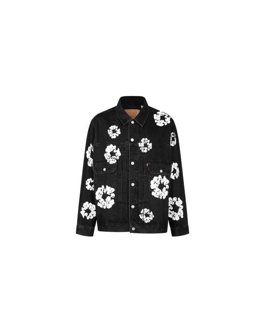 DENIM TEARS Black The Cotton Wreath Denim Jacket Dt15" for men