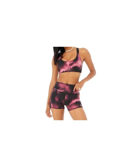 Alo Yoga Black High-Waist Biker Shorts "Rasberry Sorbet" 14"