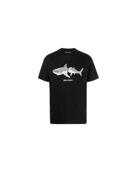 Palm Angels Black Shark Classic T-Shirt Pmaa001C99Jer0121001" for men