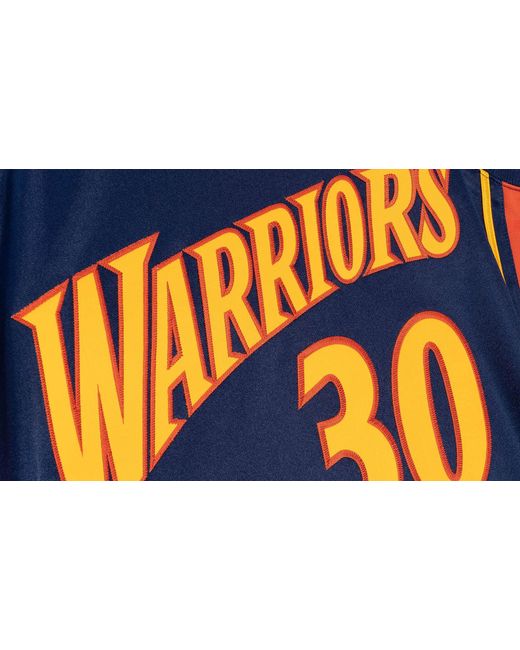 Mitchell & Ness Black Authentic Road Jersey "Nba Golden State Warriors 09 Steph Curry" Ajy4Gs18084 Gswnavy09Scu" for men