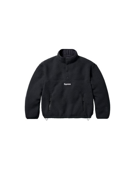 Supreme Black Polartec Shearling Reversible Pullover Jacket "Fw23