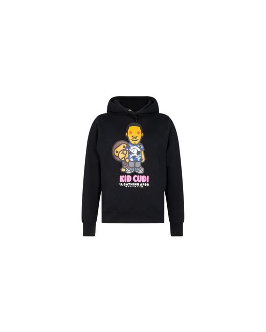 A Bathing Ape Black Baby Milo Pullover Hoodie X Kid Cudi for men
