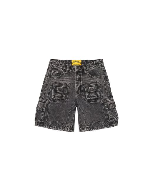 GODSPEED NEW YORK Black Octagon Cargo Denim Shorts Wash" Omegze26" for men