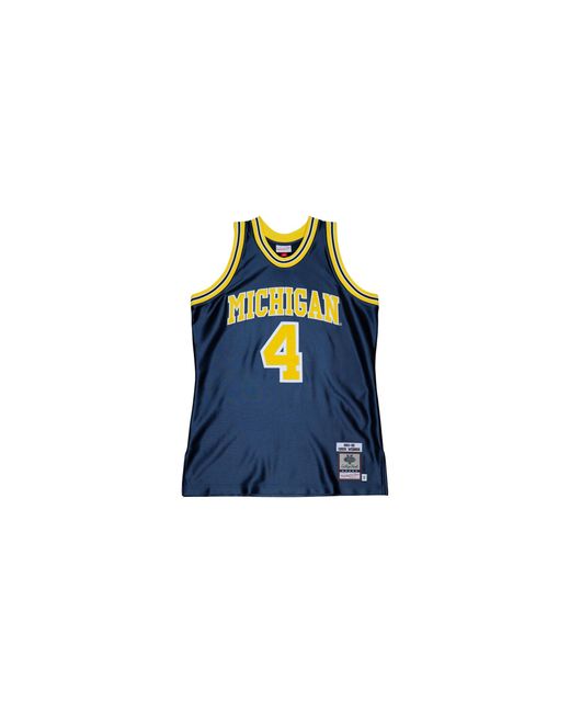 Mitchell & Ness Black Ncaa Road Jersey Michigan 1991 Chris Webber "Michigan" Ajy54243 Umi91Cweasbl" for men