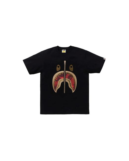 A Bathing Ape Black Color Camo Shark Tee 1K30 310 066 Bkxrd" for men
