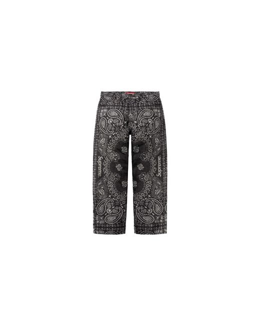 Supreme Black Bandana Jacquard Baggy Jean "Ss22