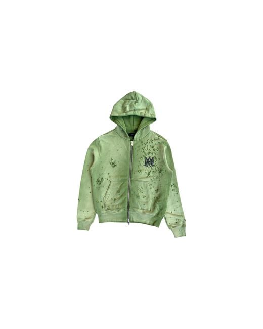 Amiri Green Core Logo Shotgun Zip Up Hoodie Amjyd1002 310" for men