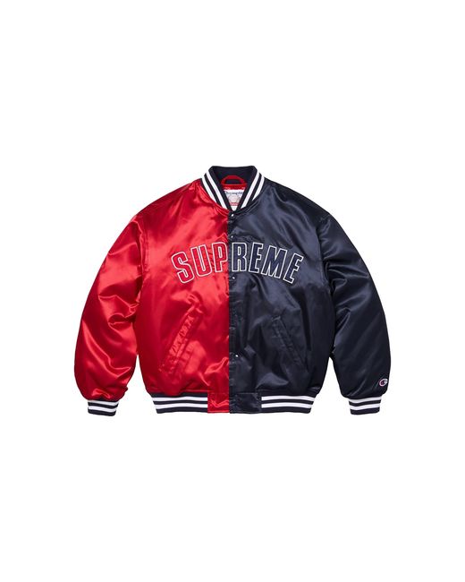 Supreme Blue Champion Satin Varsity Jacket "Ss26